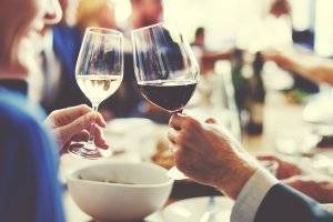 Cheers of two wine glasses